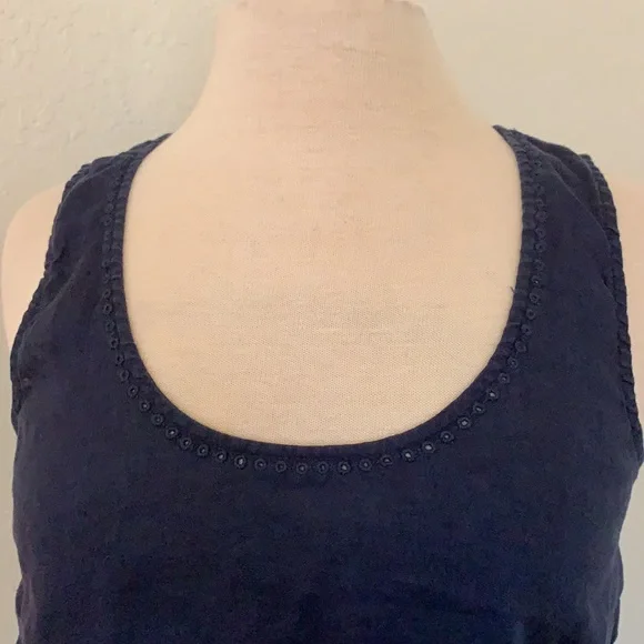 J Jill navy blue 100% linen sleeveless tank top size small S - Picture 2 of 12